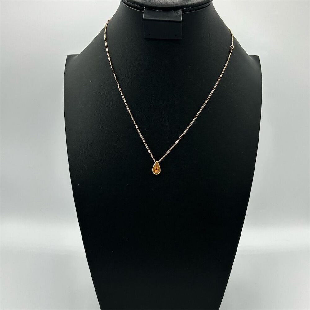 Vintage Gold Tone And Glass Yellow Orange Stone Necklace by Avon